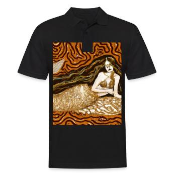 Mermaid Portrait Gustav Klimt Style - Men's Polo Shirt - black - Front - Kai (181cm)