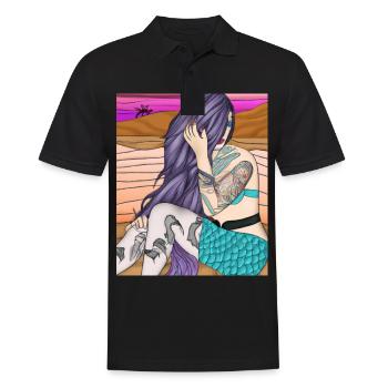 Mermaid Tattoo Retro Goth Girl Beach Mer - Polo Homme - noir - Devant - Kai (181cm)