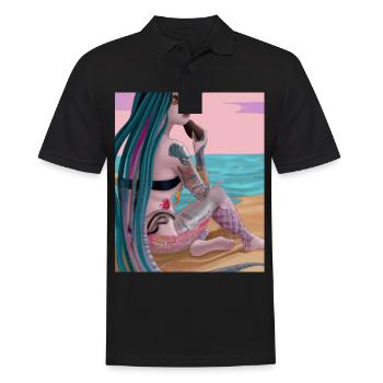 Mermaid Tattoo Retro Goth Girl Beach Mer - Polo Homme - noir - Devant - Kai (181cm)
