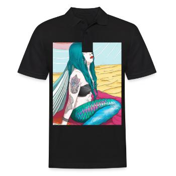 Mermaid Tattoo Retro Goth Girl Beach Mer - Polo Homme - noir - Devant - Kai (181cm)