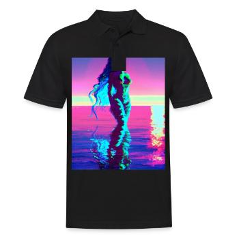 Mermaid Portrait 80s Retro - Men's Polo Shirt - black - Front - Kai (181cm)