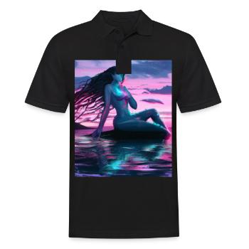 Mermaid Portrait 80s Retro - Men's Polo Shirt - black - Front - Kai (181cm)