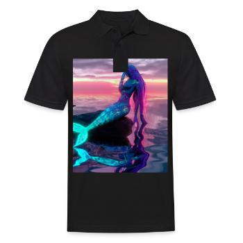 Mermaid Portrait 80s Retro - Men's Polo Shirt - black - Front - Kai (181cm)