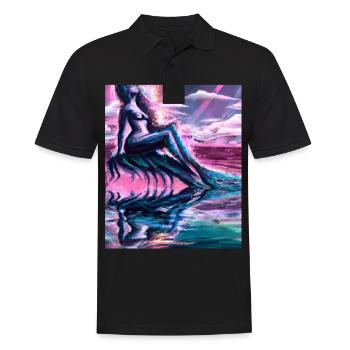 Mermaid Portrait 80s Retro - Men's Polo Shirt - black - Front - Kai (181cm)