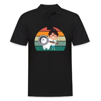 zahnärztin zahn zähne bohrer bohren zahn zahnarzt - Männer Poloshirt - Schwarz - Vorne - Kai (181cm)