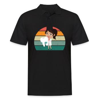 zahnärztin zahn zähne bohrer bohren zahn zahnarzt - Männer Poloshirt - Schwarz - Vorne - Kai (181cm)