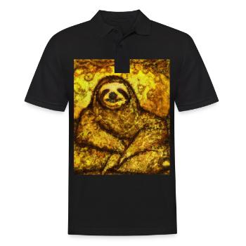 Sloth Portrait Funny Gustav Klimt Style - Men's Polo Shirt - black - Front - Kai (181cm)