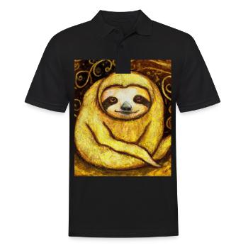 Sloth Portrait Funny Gustav Klimt Style - Men's Polo Shirt - black - Front - Kai (181cm)