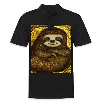 Sloth Portrait Funny Gustav Klimt Style - Men's Polo Shirt - black - Front - Kai (181cm)
