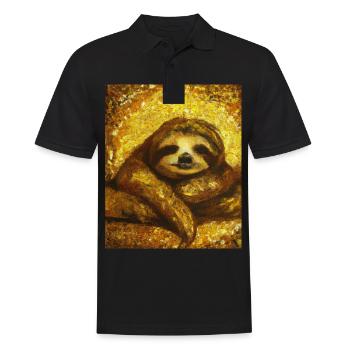 Sloth Portrait Funny Gustav Klimt Style - Men's Polo Shirt - black - Front - Kai (181cm)
