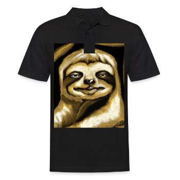 Sloth Portrait Funny Cubism Gustav Klimt - Men's Polo Shirt - black - Front - Kai (181cm)