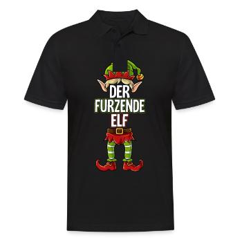 Furzende Elf Partnerlook Weihnachten - Männer Poloshirt - Schwarz - Vorne - Kai (181cm)