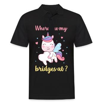 Where Are My Bridges At lustiges für Zahn - Männer Poloshirt - Schwarz - Vorne - Kai (181cm)