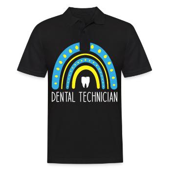 Zahntechniker Retro Farben Regenbogen und Blau und - Männer Poloshirt - Schwarz - Vorne - Kai (181cm)