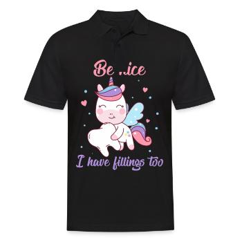 Be Nice I Have Fillings Too Zahnfee als Einhorn - Männer Poloshirt - Schwarz - Vorne - Kai (181cm)