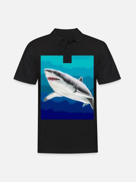 Grand Requin Blanc Vincent Van Gogh Style - Polo Homme - noir