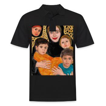 Gustav Klimt Style Portrait of a Mom with Four - Men's Polo Shirt - black - Front - Kai (181cm)