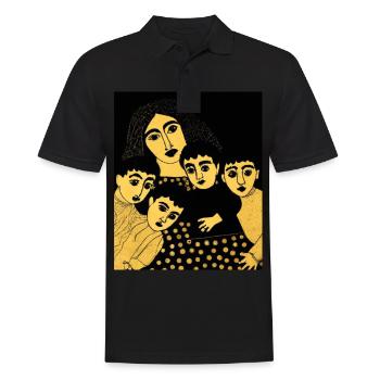Gustav Klimt Style Portrait of a Mom with Four - Men's Polo Shirt - black - Front - Kai (181cm)
