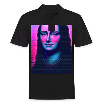Vaporwave Aesthetic Portrait Einer Frau - Männer Poloshirt - Schwarz - Vorne - Kai (181cm)