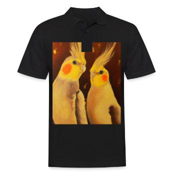 Cockatiel Couple Gustav Klimt Style - Men's Polo Shirt - black - Front - Kai (181cm)