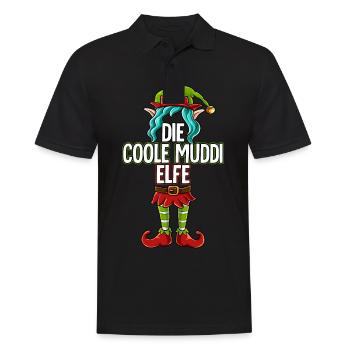 Coole Muddi Elfe Partnerlook Weihnachten - Männer Poloshirt - Schwarz - Vorne - Kai (181cm)
