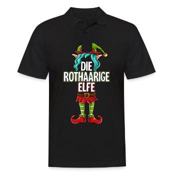 Rothaarige Elfe Partnerlook Weihnachten - Männer Poloshirt - Schwarz - Vorne - Kai (181cm)