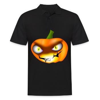 Halloween Kürbis Mit Feurigen Augen - Männer Poloshirt - Schwarz - Vorne - Kai (181cm)