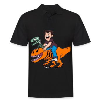 Halloween Dino Boy chevauchant des dinosaures - Polo Homme - noir - Devant - Kai (181cm)