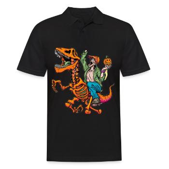 Halloween Dino Ghoul chevauchant des dinosaures - Polo Homme - noir - Devant - Kai (181cm)