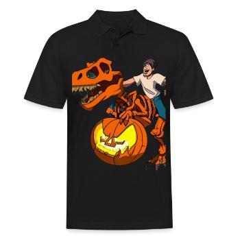 Halloween Dino Ghoul chevauchant des dinosaures - Polo Homme - noir - Devant - Kai (181cm)