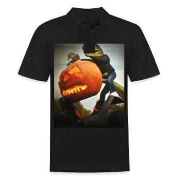 Halloween Dino Lézard à la citrouille - Polo Homme - noir - Devant - Kai (181cm)