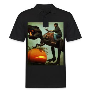Halloween Dino Boy chevauchant des dinosaures - Polo Homme - noir - Devant - Kai (181cm)