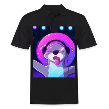 Otter Vaporwave Aesthetic DJ Otter Mit Kopfhörern - Männer Poloshirt - Schwarz - Vorne - Kai (181cm)