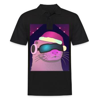 Otter Weihnachten Otter Mit Weihnachtsmütze - Männer Poloshirt - Schwarz - Vorne - Kai (181cm)