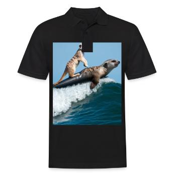 Otter Und Erdmännchen Otter Surft Auf Erdmännchen - Männer Poloshirt - Schwarz - Vorne - Kai (181cm)