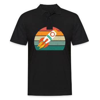 ufo alien weltall all universum rakete weltraum - Männer Poloshirt - Schwarz - Vorne - Kai (181cm)