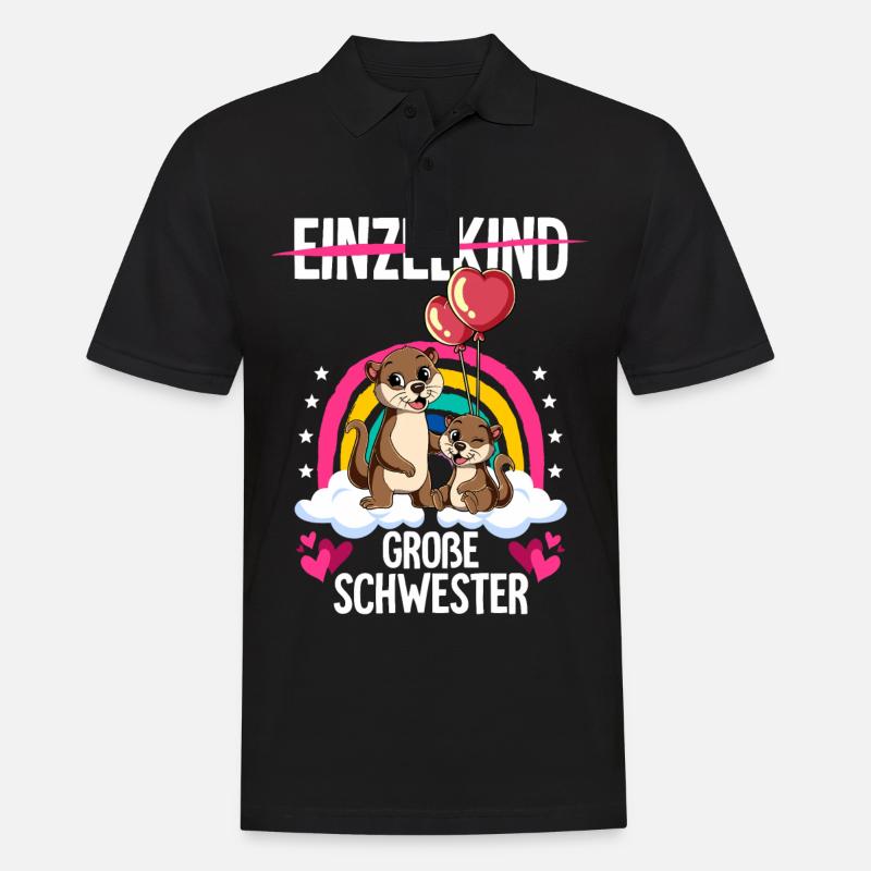 Ich werde Große Schwester Otter - Männer Poloshirt - Schwarz