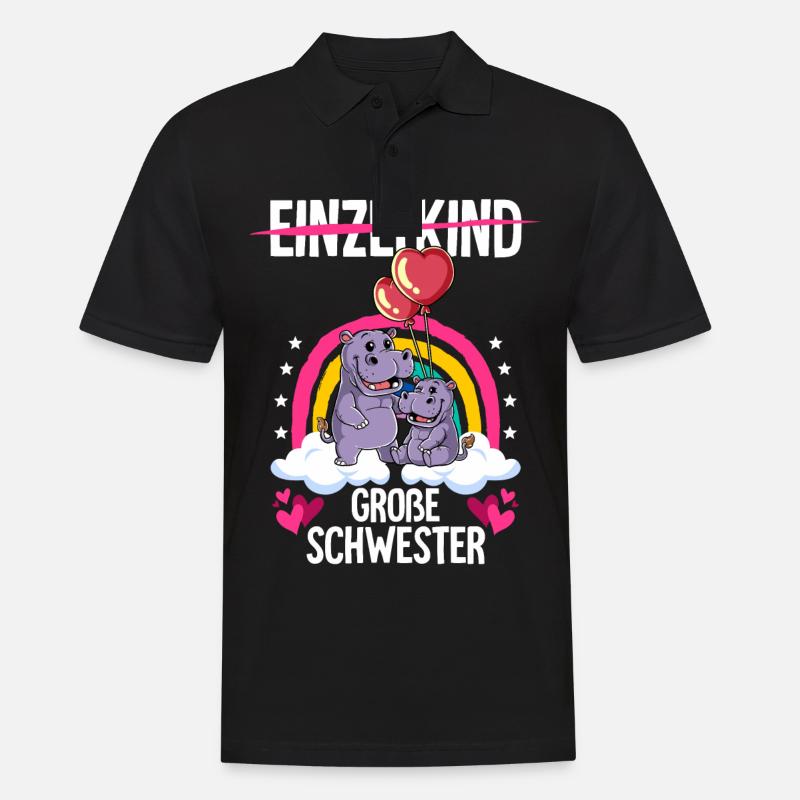 Ich werde Große Schwester Nilpferde - Männer Poloshirt - Schwarz