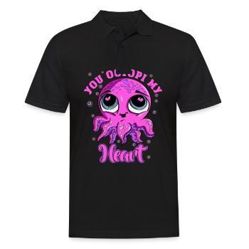 Pinky You Octopi My Heart Calamar Adorable - Männer Poloshirt - Schwarz - Vorne - Kai (181cm)