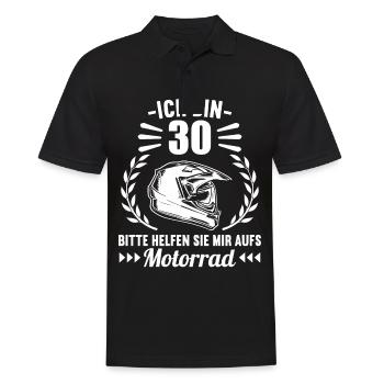 Ich bin 30 bitte helfen auf Motorrad 30 Geburtstag - Männer Poloshirt - Schwarz - Vorne - Kai (181cm)