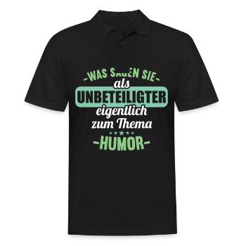 Was sagen Sie als Unbeteiligter zum Thema Humor - Männer Poloshirt - Schwarz - Vorne - Kai (181cm)