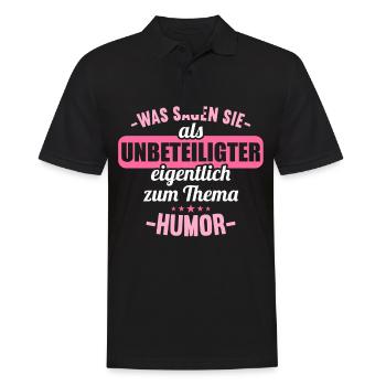 Was sagen Sie als Unbeteiligter zum Thema Humor - Männer Poloshirt - Schwarz - Vorne - Kai (181cm)