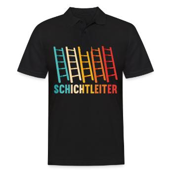 Schichtleiter Nachtschicht Schichtarbeiter - Männer Poloshirt - Schwarz - Vorne - Kai (181cm)
