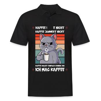 Kaffee Redet Nicht Kaffee Jammert Nicht Katze - Männer Poloshirt - Schwarz - Vorne - Kai (181cm)