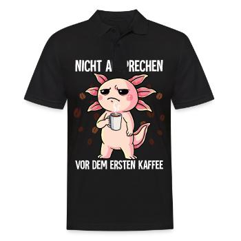 Nicht Ansprechen Vor Dem Ersten Kaffee Axolotl - Männer Poloshirt - Schwarz - Vorne - Kai (181cm)