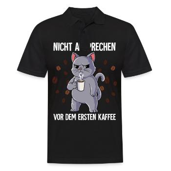 Nicht Ansprechen Vor Dem Ersten Kaffee Katze - Männer Poloshirt - Schwarz - Vorne - Kai (181cm)