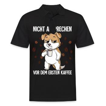 Nicht Ansprechen Vor Dem Ersten Kaffee Hund - Männer Poloshirt - Schwarz - Vorne - Kai (181cm)