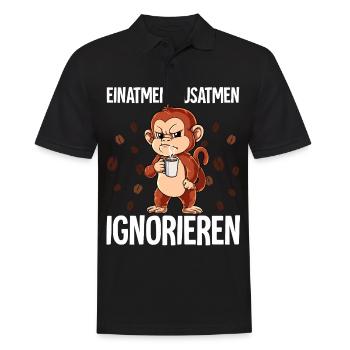 Einatmen Ausatmen Ignorieren Kaffee Affe - Männer Poloshirt - Schwarz - Vorne - Kai (181cm)