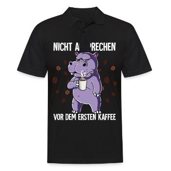 Nicht Ansprechen Vor Dem Ersten Kaffee Nilpferd - Männer Poloshirt - Schwarz - Vorne - Kai (181cm)