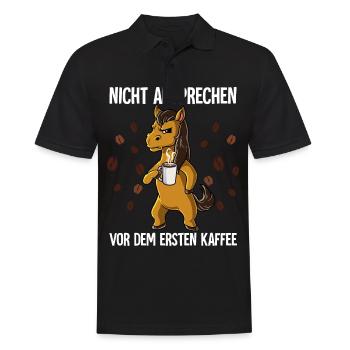 Nicht Ansprechen Vor Dem Ersten Kaffee Pferd - Männer Poloshirt - Schwarz - Vorne - Kai (181cm)